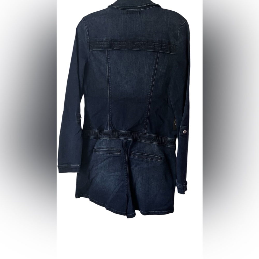 Bebe Surplice Utility Romper-Denim - Picture 5 of 7